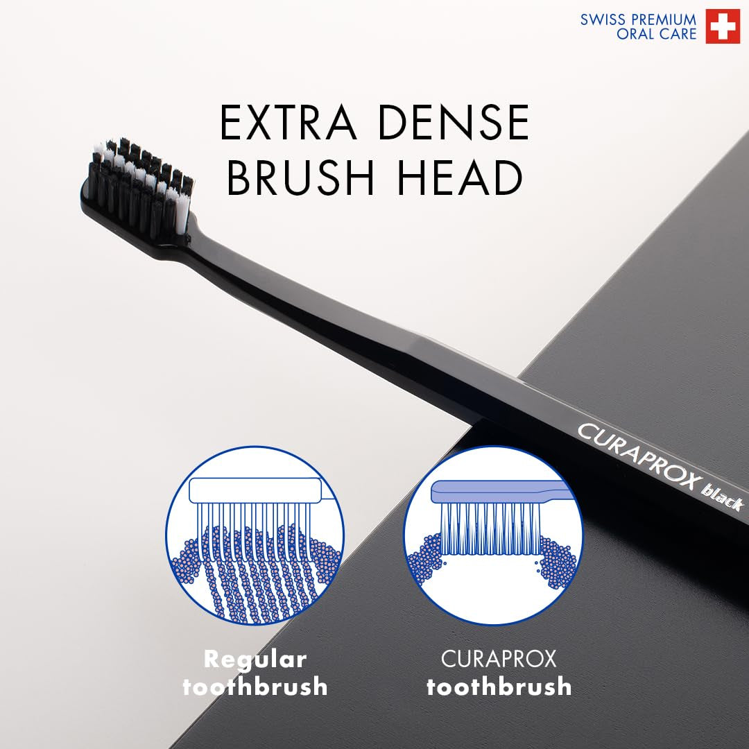 Toothbrush Duo – for Adults | Stylish Black Toothbrushes with Ultra-Soft Filaments | Whitening-Friendly | Black | 2-Pack