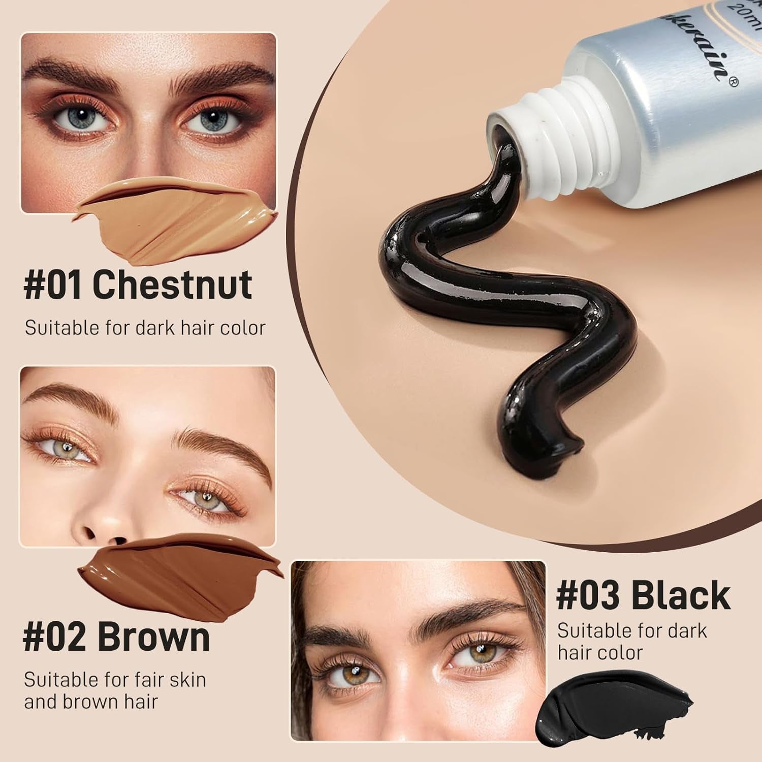 New 2 in 1 Eyebrow & Eyelash Color Kit, Volumizing Eyebrow & Eyelash Color Kit with Complete Tools, Last up to 4-6 Weeks, Safe & Easy for Salon Home (02# Brown)