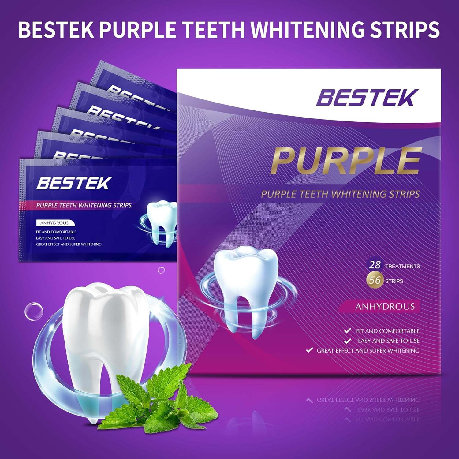 Teeth Whitening Strips 28 Treatments, 56 Teeth Whitening Strips - Whitening Strip for Teeth Sensitive, Professional Whitening Strip Kit, Fast Removing Smoking