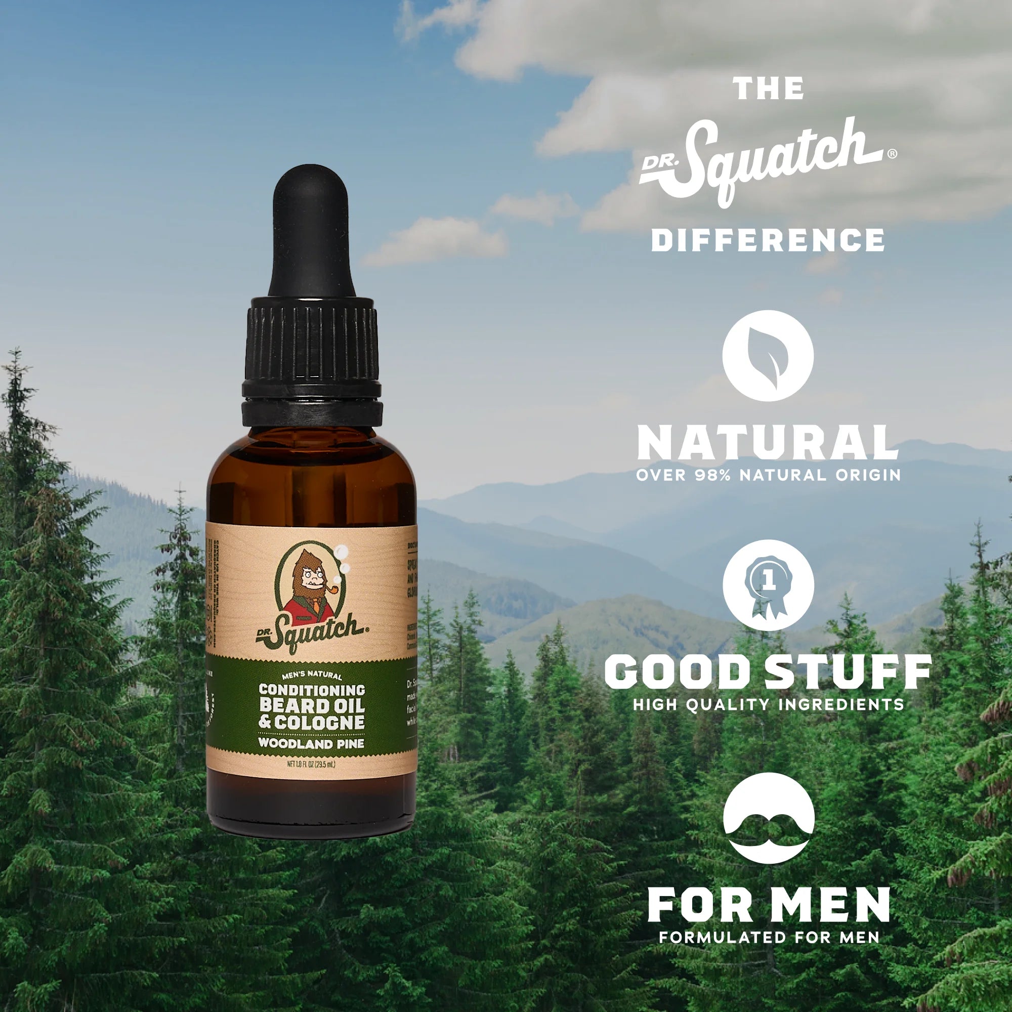 Woodland Pine Natural Conditioning Beard Oil & Cologne for Men, 1 Fl Oz