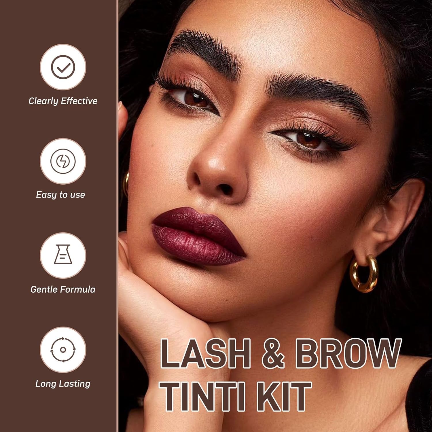 New 2 in 1 Eyebrow & Eyelash Color Kit, Volumizing Eyebrow & Eyelash Color Kit with Complete Tools, Last up to 4-6 Weeks, Safe & Easy for Salon Home (02# Brown)