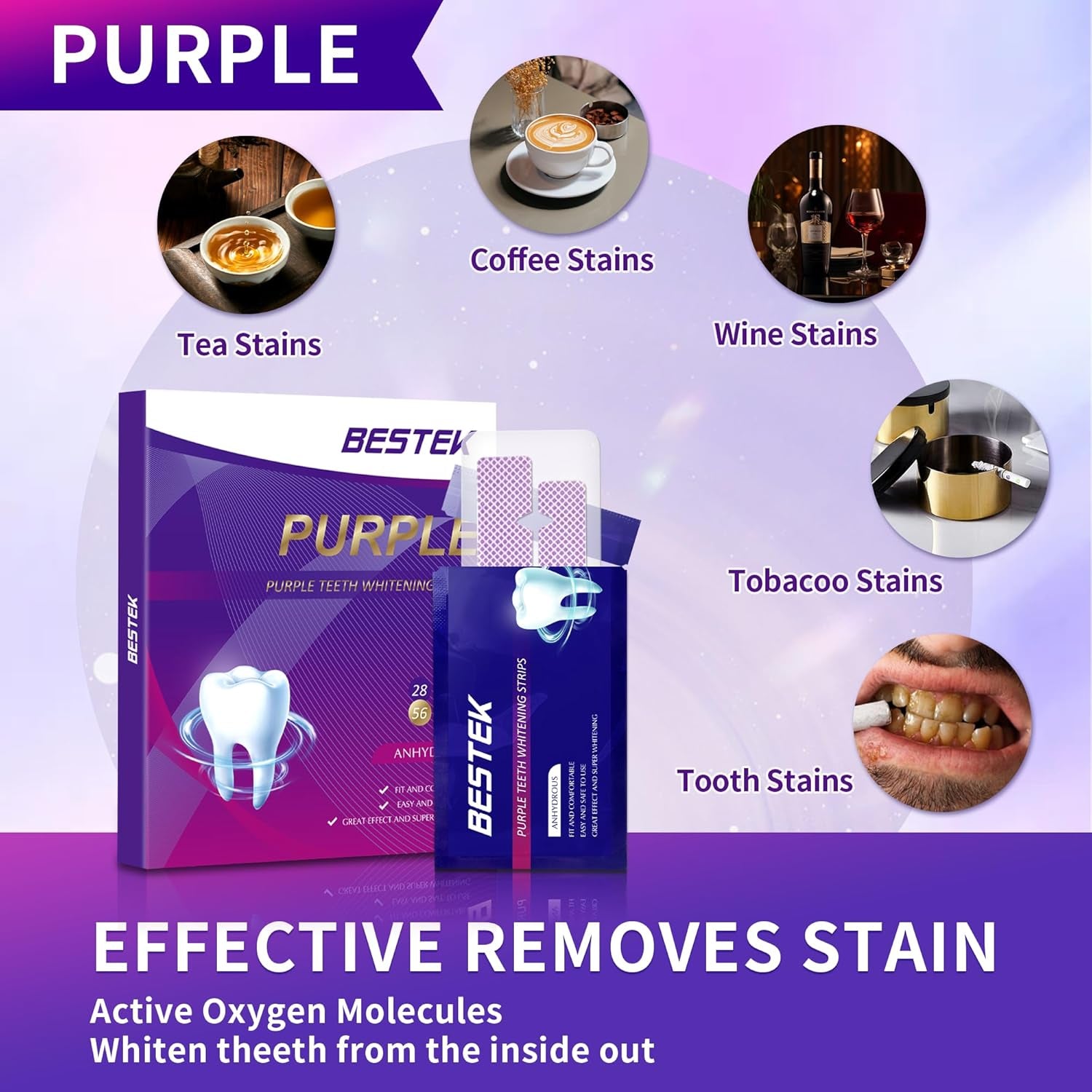 Teeth Whitening Strips 28 Treatments, 56 Teeth Whitening Strips - Whitening Strip for Teeth Sensitive, Professional Whitening Strip Kit, Fast Removing Smoking
