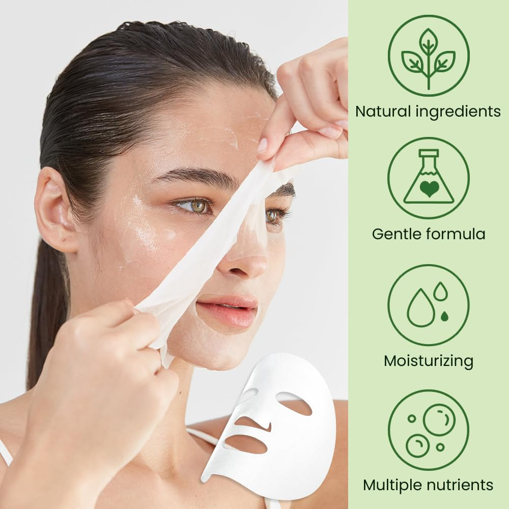 Face Sheet Mask Skincare,Hydrating Spa Face Mask for Sensitive Skin,Moisturize,Nourish for All Skin Types,Natural Skin Care Spa Face Mask for Women Men Girls,Pack of 8
