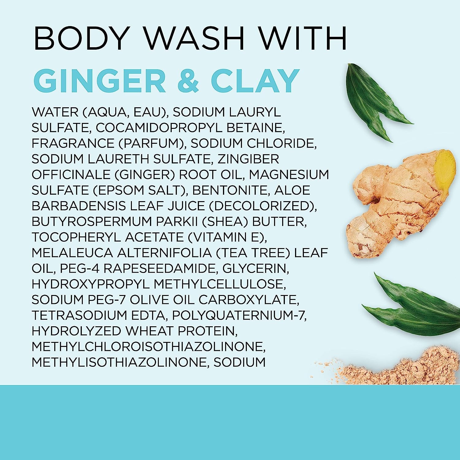 Body Wash with Pure Epsom Salt, Detoxify & Energize with Ginger & Clay, 24 Fl Oz (Pack of 4)