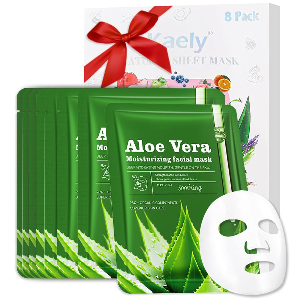 Face Sheet Mask Skincare,Hydrating Spa Face Mask for Sensitive Skin,Moisturize,Nourish for All Skin Types,Natural Skin Care Spa Face Mask for Women Men Girls,Pack of 8