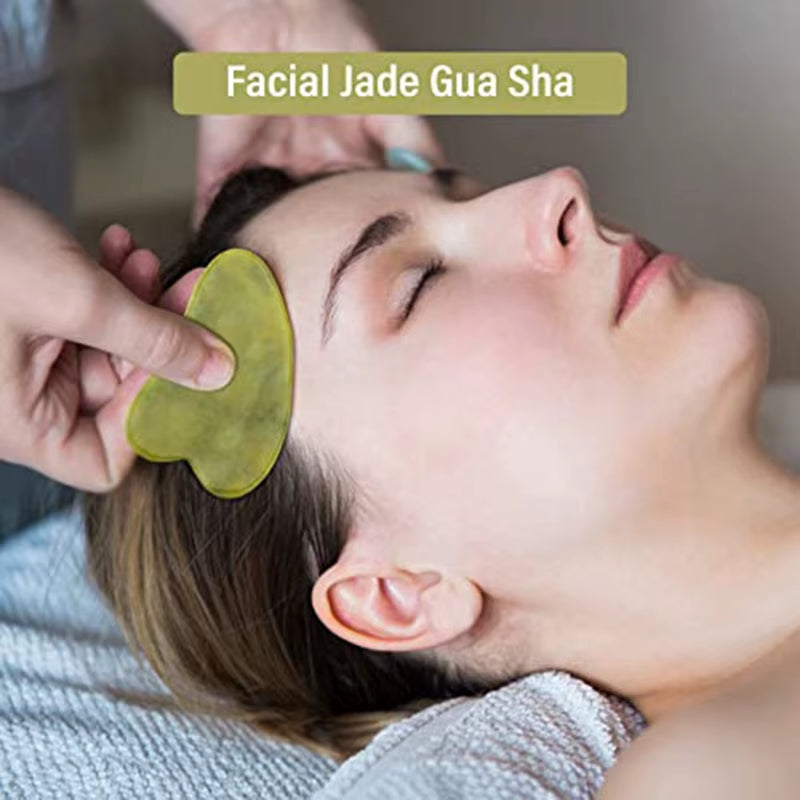 Natural Jade Stone Guasha Board Gouache Scraper for Body Acupoint Press SPA Acupuncture Skin Facial Care Massage anti Aging Tool