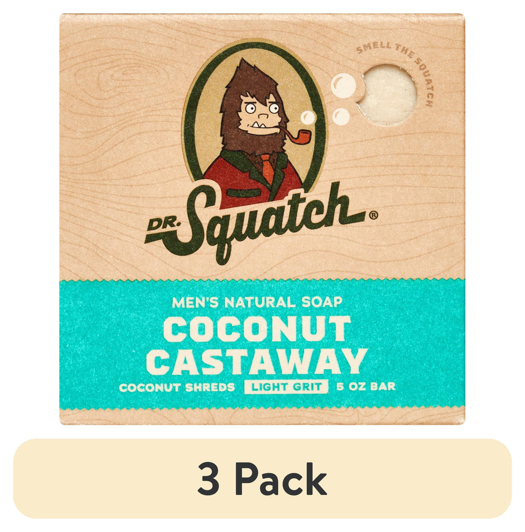 (3 Pack)  Coconut Castaway Natural Bar Soap for Men, 5 Oz