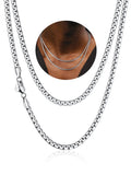 Stainless Steel Flat Box Chain Male Necklace 18Inch 4Mm Hip Hop Jewelry