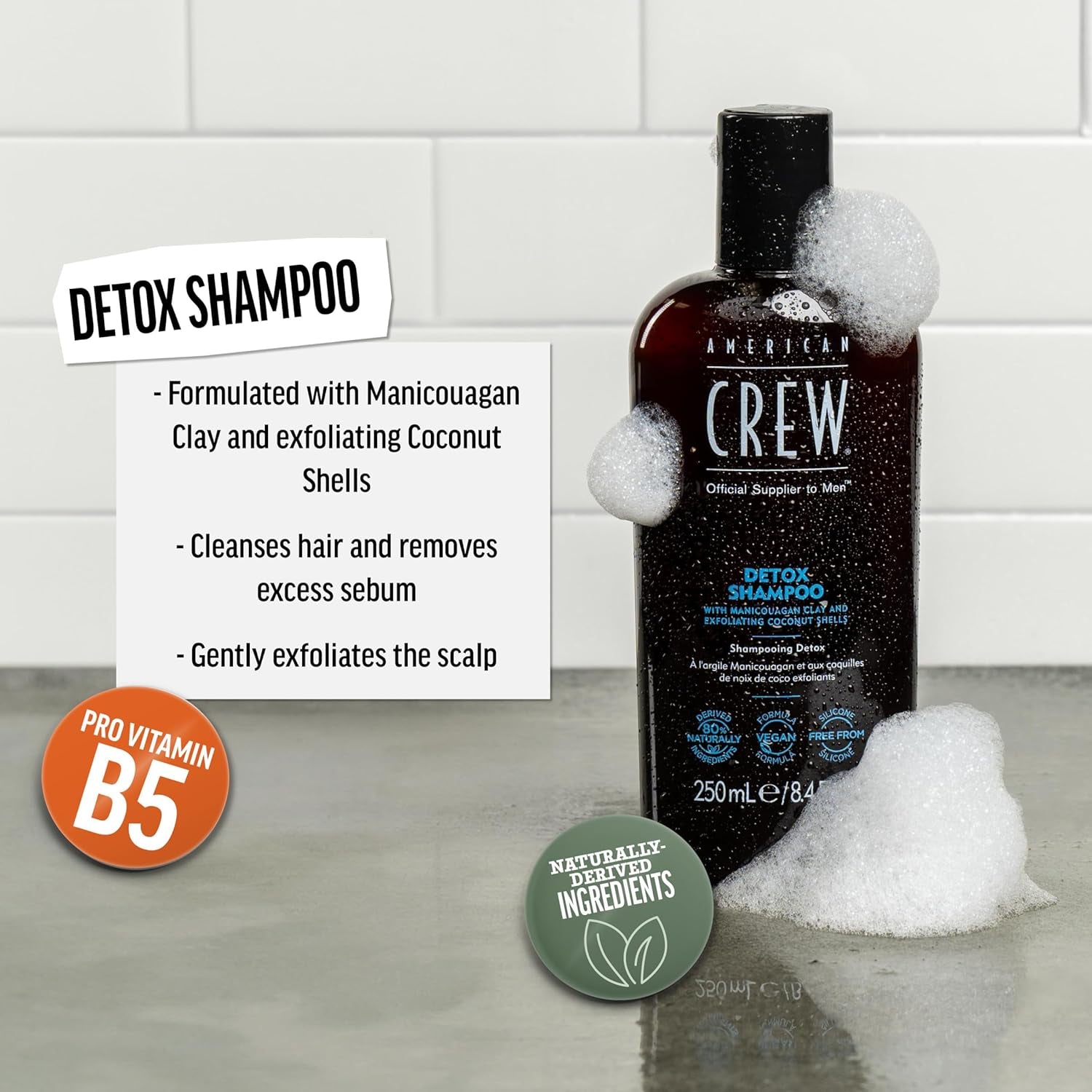 Detox Shampoo for Men, Naturally Derived, Vegan Formula, Citrus Mint Fragrance, 33.8 Fl Oz