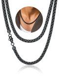 Men Black Flat Box Chain Male Necklace 26Inch 6Mm Hip Hop Jewelry